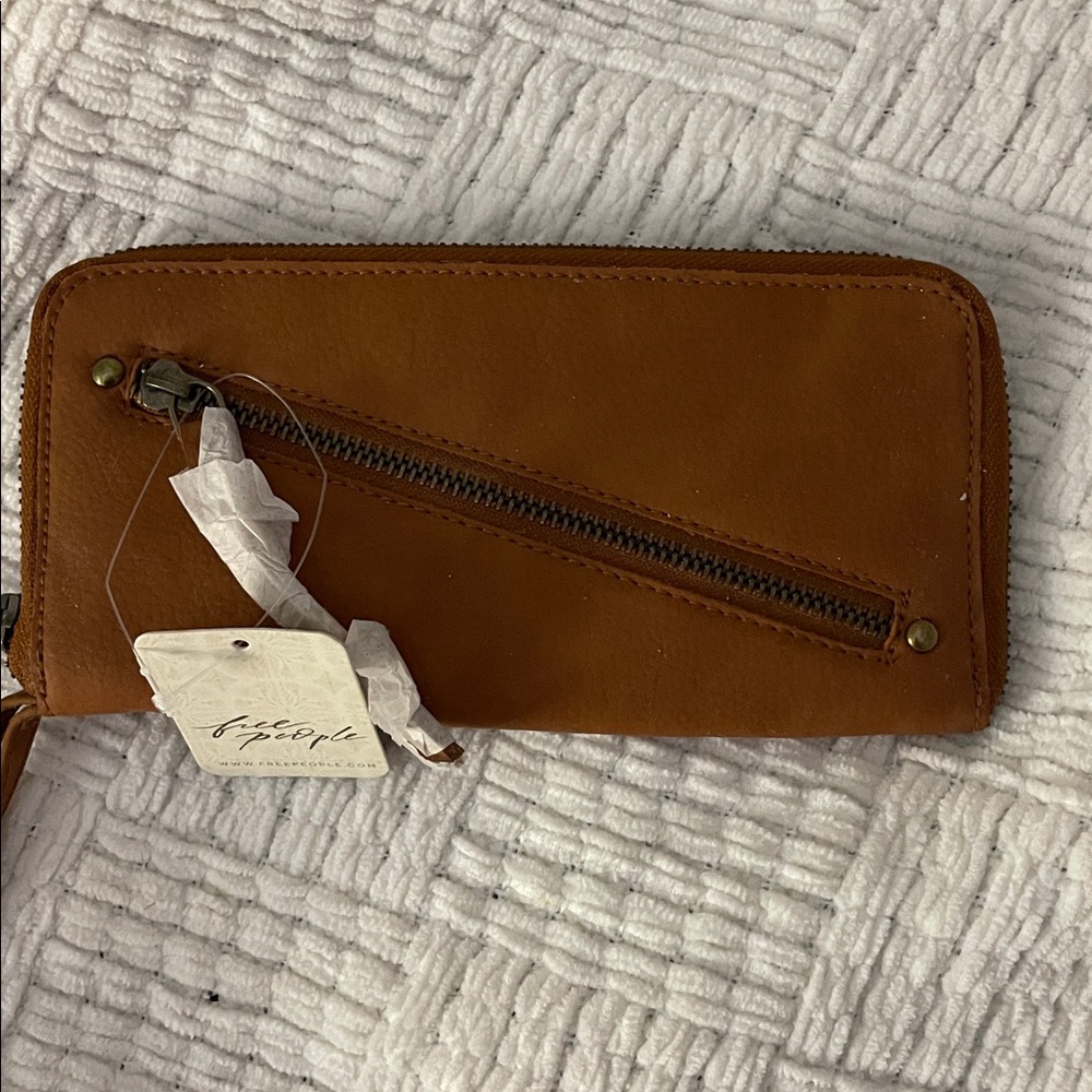 Free People Brown Leather Wristlet